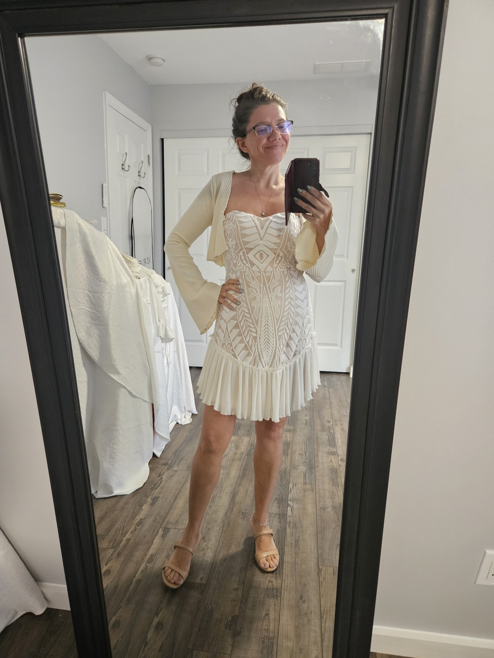 Saints+secrets Strapless Ivory Embroidered Mini Dress